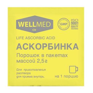 Аскорбинка Life Ascorbic acid пор. 2,5г пак.№1 БАД